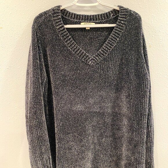 ORVIS | Sweater Pullover Women Gray Chenille V-Neck Super Soft Lounge‎ | XXL - Picture 1 of 14